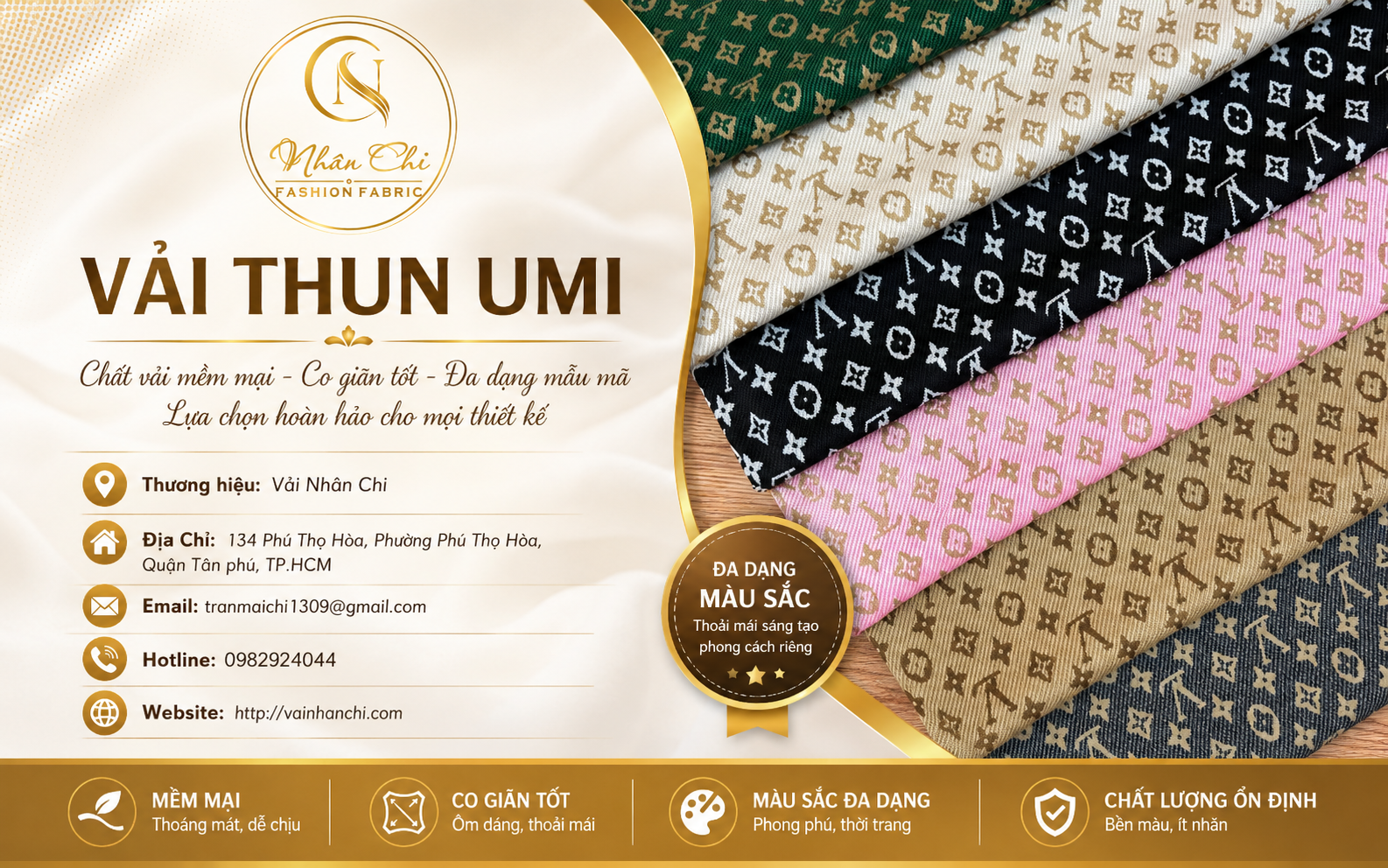 Mẫu vải thun Umi chất lượng cao được phân phối tại Vải Nhân Chi